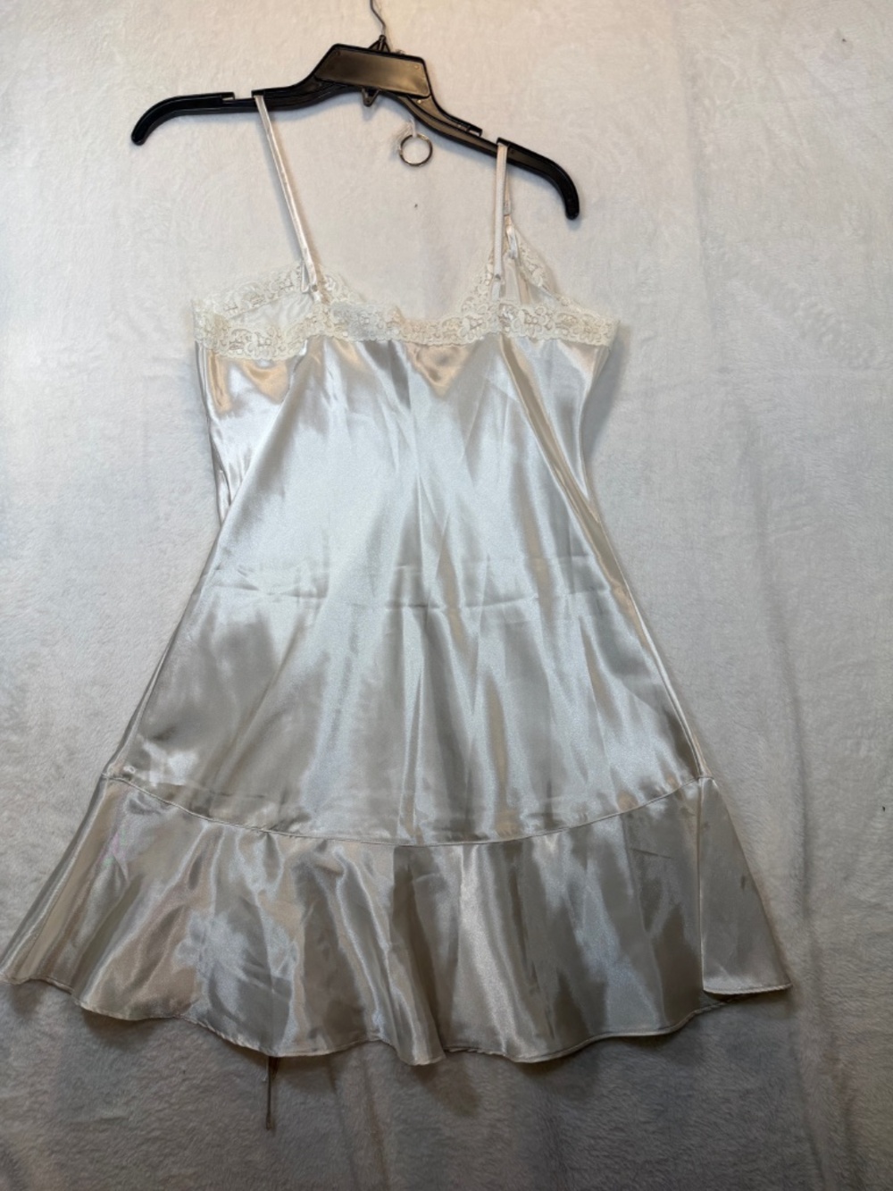 La Vie En Rose Babydoll Lingerie Womens Size XL White Satin Coquette Sexy Slip D - Picture 8 of 8